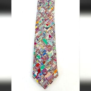 LUCIANO ITALIAN Colorful Abstract Patterned Tie GREAT FOR THEMED EVENTS & WORK